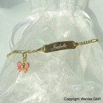 Taufarmband Gold mit Schmetterling rosa
